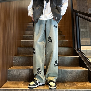 k1063-p55-控78 M-5XL 现货显高显瘦黄泥港风高阶牛仔裤多口袋图片