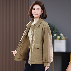 2023冬季新款夹棉外套拼接洋气轻薄棉衣，女装棉衣/棉服，忆绮罗