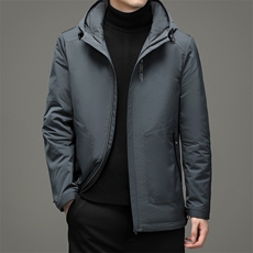 新款2023冬季中年男白鸭绒连帽羽绒服爸爸装纯色外套YL21620-270，男装羽绒服，电商B212（原钱塘6029）