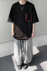 T10125-特批35高质量260g双纱纯棉小众口袋设计大码短袖T恤，男装T恤，电商A059