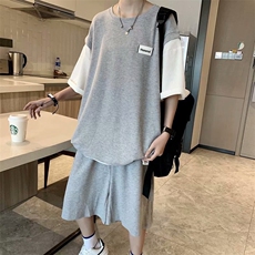 夏季运动套装男夏季篮球服潮牌情侣跑步休闲港风两件套TZ014-P45，男装休闲套装，星座1008-2