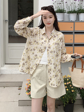 2025夏装新款简约大方休闲碎花衬衫，女装衬衫，米莱
