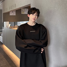 现货创意拉链设计款纯色潮男百搭秋长袖T恤A071-3302-P55，男装T恤，电商A071