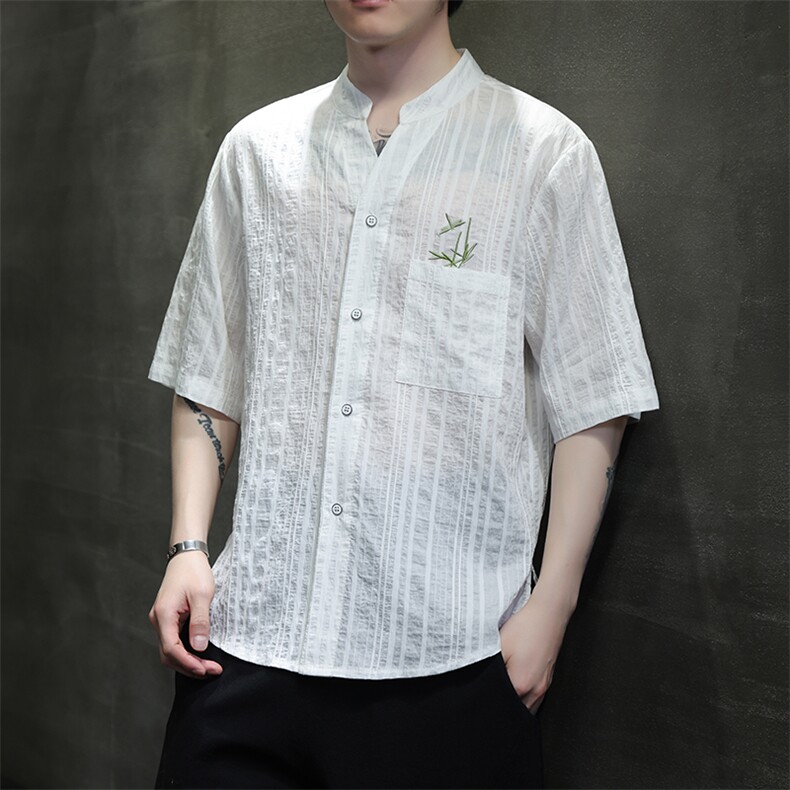 新中式风潮T恤短袖民族服饰刺绣汉服时尚天丝透气T2420-P65,男装T恤,电商A227