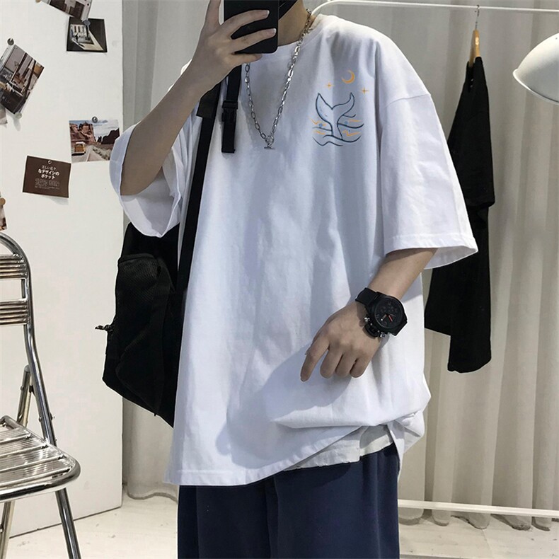 T010常年款男士休闲字母印花T恤衫外套圆领半袖五分袖TEE男女中性，男装T恤，星座115A-3