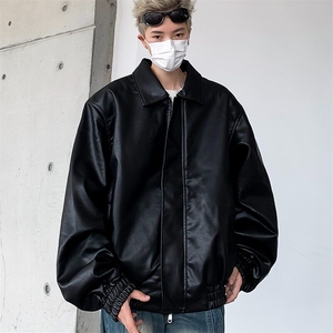 美式复古cleanfit短款皮衣外套男春秋季休闲宽松皮夹克W6031-P68图片