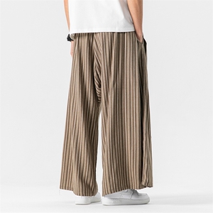 夏季新款 大码日系复古棉麻条纹裤直筒阔腿裤风汉服 K257/P75图片