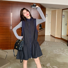 新品大货好数据格子无袖连衣裙+T套装6837-P195控318，女装套装/套裙，2C196