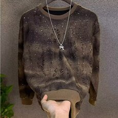 秋季新款破洞男士卫衣满天星渐变上衣宽松休闲长袖t恤男款卫衣，男装卫衣，电商B212（原钱塘6029）