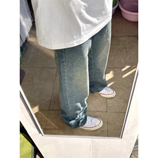 浅蓝色星空纹牛仔裤男款美式复古肌理感裤子直筒裤N8048-P55，男装牛仔裤，星座1007（原301D）