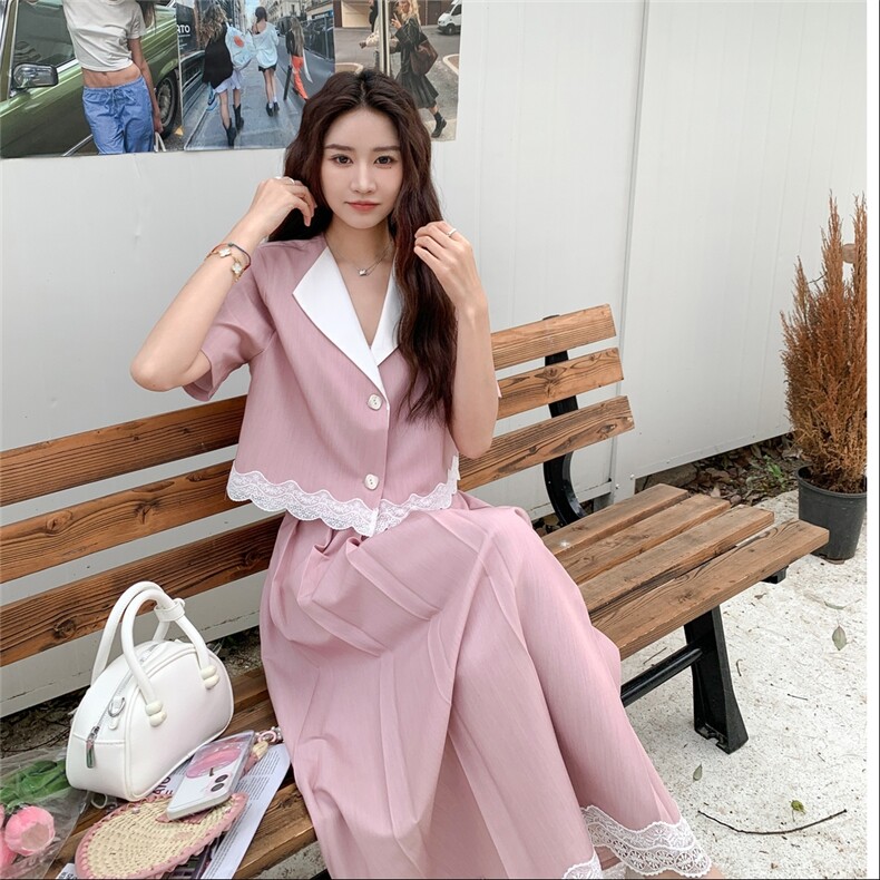 今日新品/数据款粉色连衣裙套装两件套2C323-11132-P155-K218,女装套装/套裙,2C323