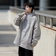 防晒衣男港风休闲宽松薄款夹克夏季帅百搭连帽防晒服外套F004-P38，男装夹克，星座308B-1