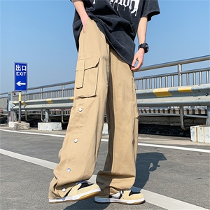 工装裤男高街ins潮牌机能风暗黑休闲裤排扣直筒阔腿裤GK1559-P50图片