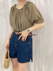 格子小衫，好看图片