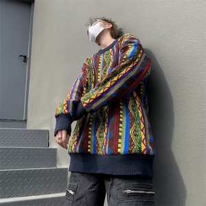 针织衫男韩版潮流拼色高街帅气2024春季新款ins宽松毛衣MZ411-P49图片