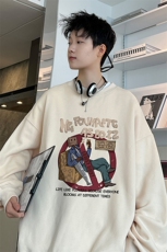 ！圆领卫衣男装港风长袖T恤男外套男WY154-P28，男装卫衣，电商B367