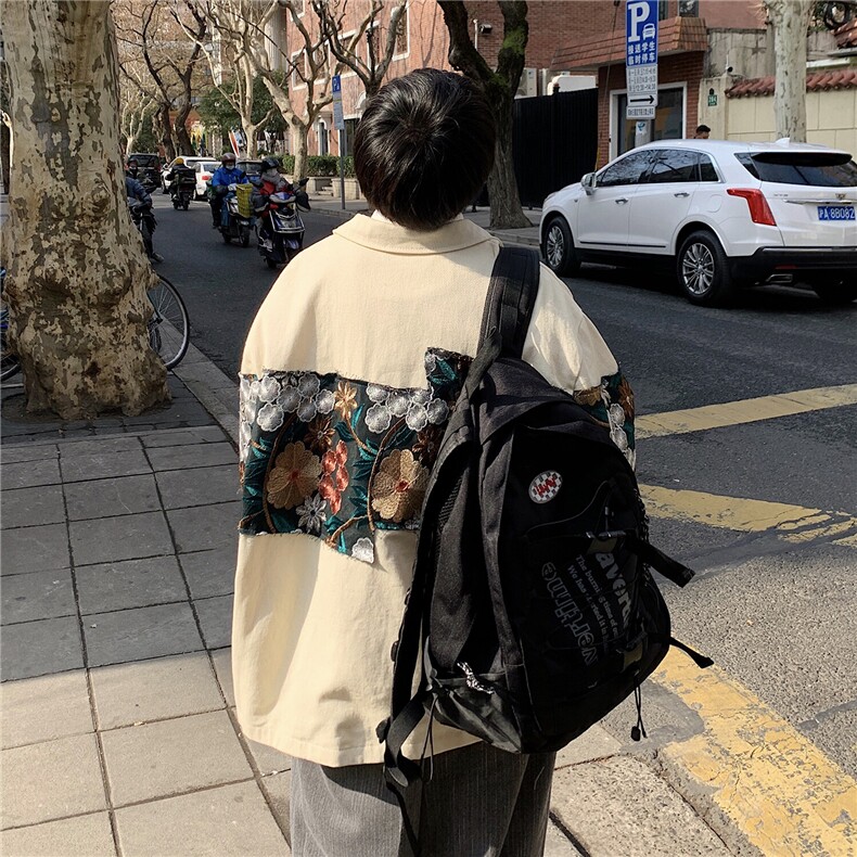 12025秋季中性休闲大码M-5XL宽松潮拼接翻领夹克男7568P85控118,男装夹克,星座226-2