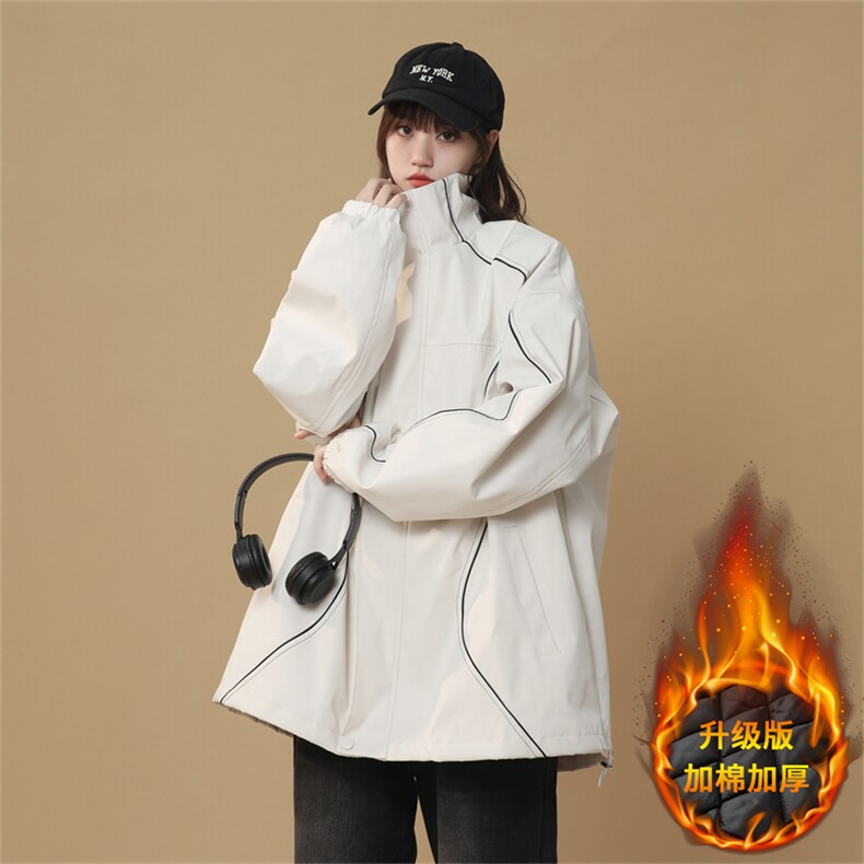 JK118/P65加棉P85秋冬冲锋衣男夹克加棉加厚棉衣外套防水宽松大码图片
