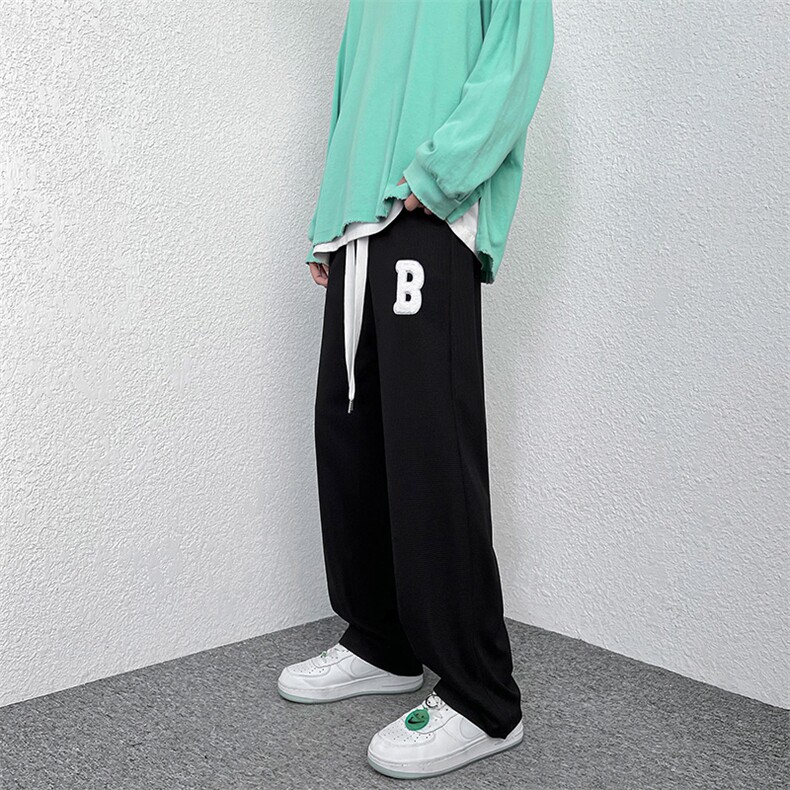 2023春装新款港风情侣款宽编制绳休闲直筒卫裤B221-LK22009-P50,男装休闲裤,电商B221