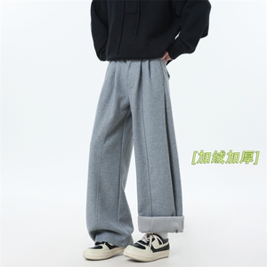 XZ616 秋冬毛呢加绒加厚打褶缉明线休闲长裤 K1088 特P45控88图片