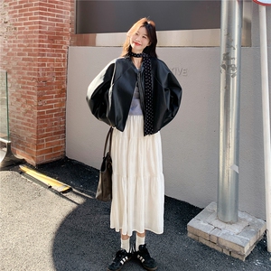 港风复古时尚黑色皮衣外套女2025春秋新款巨好看小个子机车服夹克图片