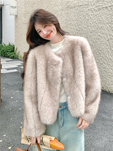 现货主推2025冬季新款时尚环保皮草毛毛外套女短款1510-P165K258图片