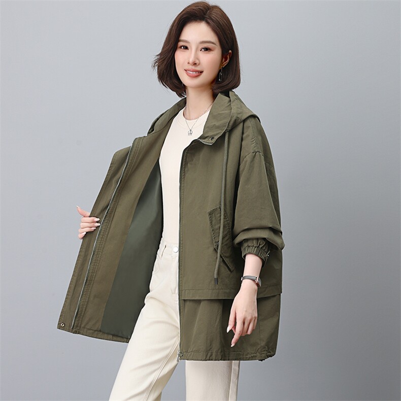 风衣外套女中长款2025春秋新款中年妈妈爆款宽松休闲大码女装外套,女装风衣,江忆布依