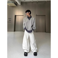 网络图华棉复合假两件慵懒新款潮流时尚简约原宿百搭卫衣，男装卫衣，星座410-7