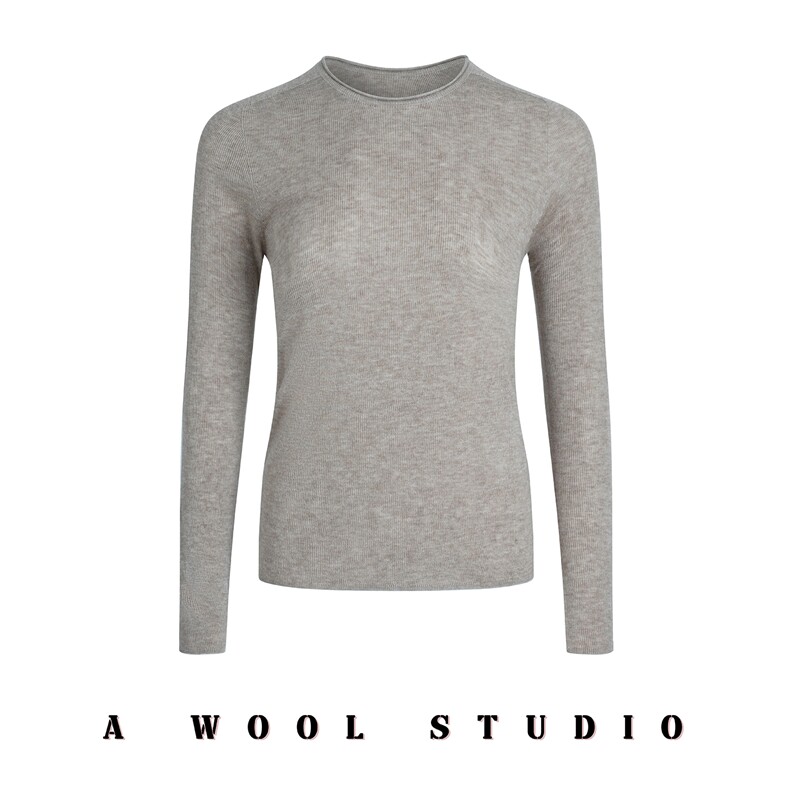 2025年秋季新款一线卷边四平圆领针织羊毛衫时尚休闲通勤百搭，女装羊毛衫，宋氏羊绒