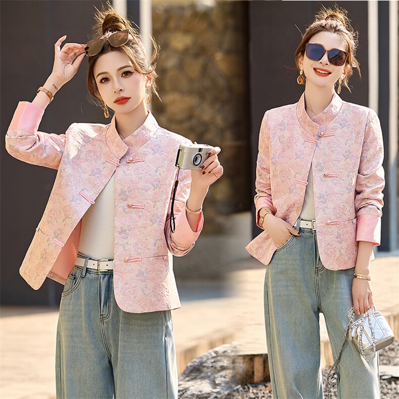 新中式提花刺绣短外套女2025春装新款今年爆款流行超火小香风上衣，女装短外套，姿衣坊