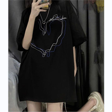 T0627-P25心跳爱心纯棉印花短袖宽松版情侣男女同款上衣，男装T恤，星座617A-2