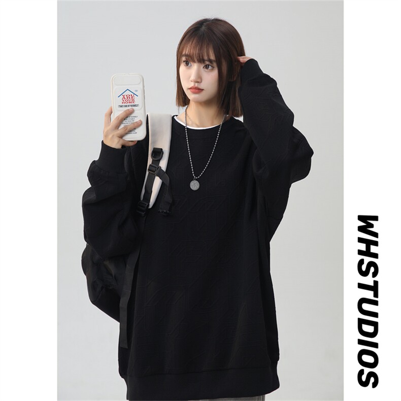 S5013/特P30春装新款个性套头提花卫衣男潮流宽松百搭长袖T恤外套，女装卫衣/绒衫，电商A141