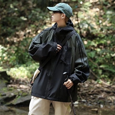 户外冲锋衣外套男春秋日系潮牌防风防水拼色登山工装夹克W82，男装夹克，星座1116A-1（原606A）