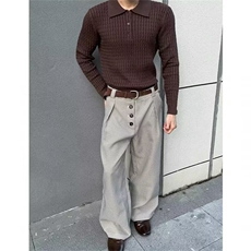 1506/Q32070/P49复古风cleanfit阔腿西裤男通勤百搭情侣休闲裤，男装西裤，星座1506