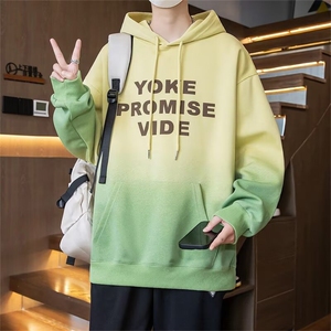 渐变连帽卫衣男春秋季休闲潮牌青少年套头上衣服宽松潮流帅气外套图片