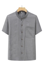 大量现货夏季男装中老年风短袖衬衫中年爸爸衬衫半袖上衣，男装中老年男装，钱塘723