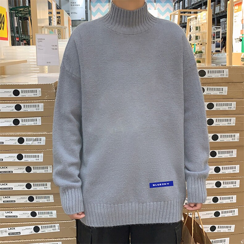 M18202-P45加绒款-P65半高领毛衣男士大码针织衫男毛线衣男,男装针织衫/毛衣,电商A040