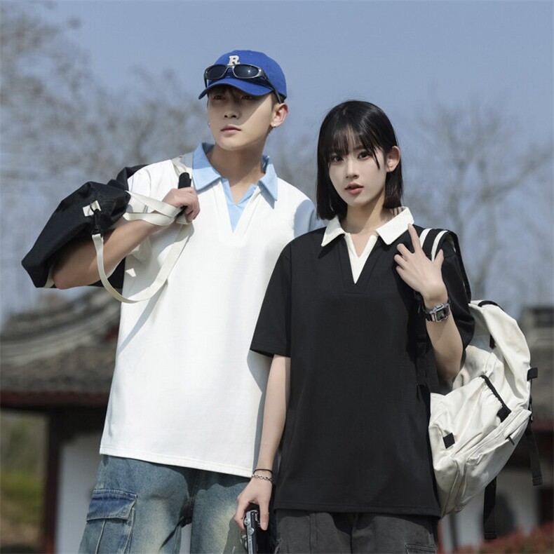 夏季大码公版拼色翻领情侣POLO衫男休闲T恤短袖,男装T恤,星座1107-1