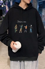 WY2043-P35加绒款-P40纯棉连帽卫衣男大码运动帽衫宽松薄外套男，男装卫衣，电商A040