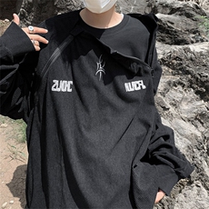 秋款男圆领套头卫衣灯芯绒开叉拉链字母刺绣休闲外套WY7100P55，男装卫衣，星座1013-1