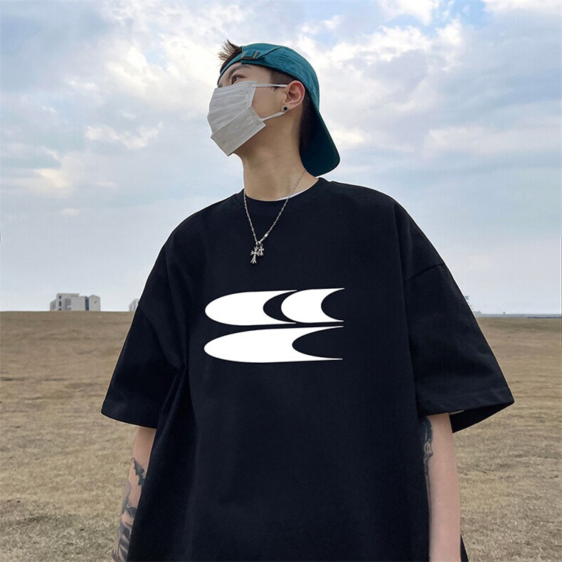 抖音得物二开现货供应220克夏装重磅美式高街宽松短袖t恤MT79,男装T恤,电商A486-1