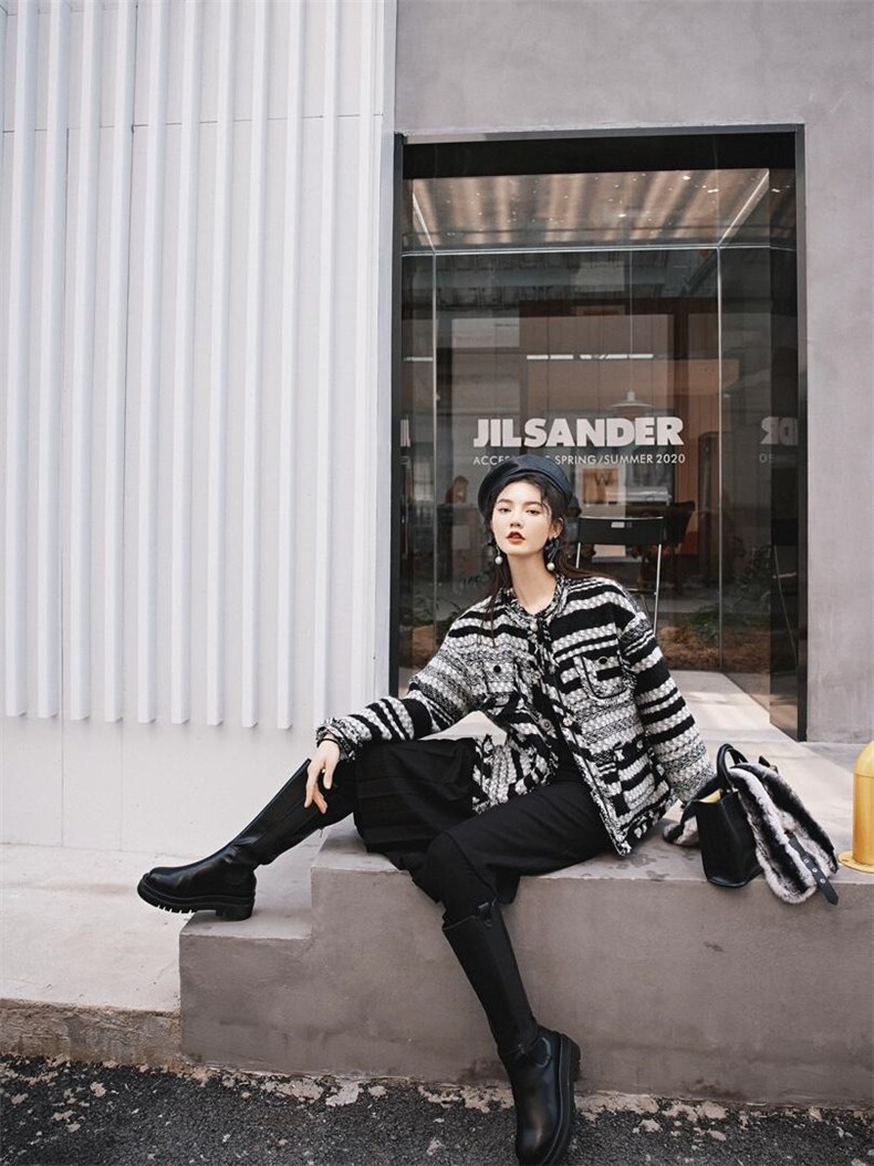 粗纺夹棉外套，女装，YOUER DENG