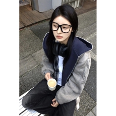 抖音得物高品质二开26春装美式重磅宽松结构双面连帽卫衣外套W68，女装短外套，电商A486-1