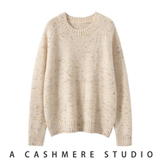 2026年秋季宽松通勤七彩宽松加厚圆领羊绒衫女，女装羊绒衫，朵沐纯羊绒