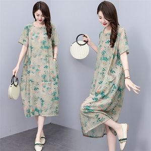 2024年夏季新款宽松舒适简约时尚棉麻连衣裙，女装连衣裙，香香