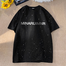 量大优供抖音视频支持得物配合二开美式满天星亮片短袖T恤MTX285，男装T恤，电商A486