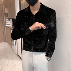 B216HF304P552025秋冬装男士长袖衬衫金丝绒衬衣小伙风，男装衬衫，电商B216（原B302）