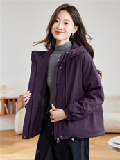 休闲连帽加绒加厚保暖外套女2025秋冬新款小个子宽松百搭工装棉服，女装棉衣/棉服，沐七七