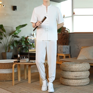 风短袖套装休闲宽松夏季男装复古潮流男士汉服唐装ZT2302-P78图片