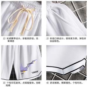 LQ64259-P19 篮球夜跑运动短裤男大码宽松冰丝五分裤大裤衩 网格图片